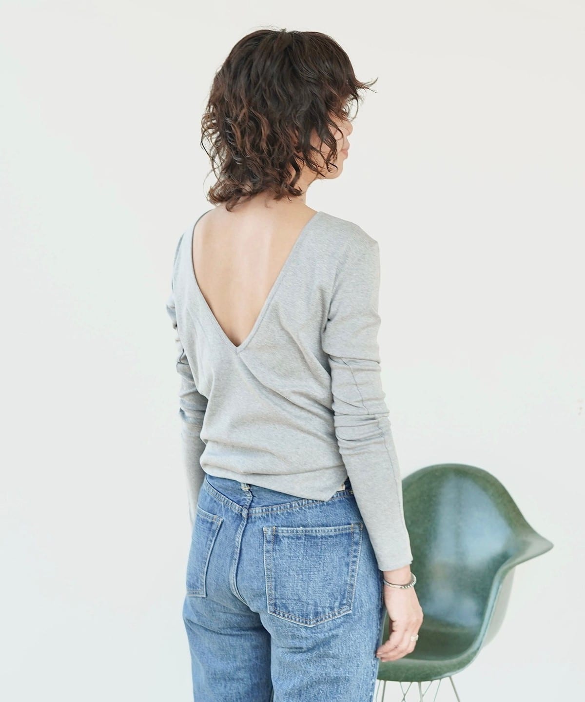 若生多絵子@B印MARKET / &her Deep V Longsleeve Tops Tシャツ・カットソー WOMEN GREY ONE SIZE 若生多絵子@B印MARKET / &her Deep V Longsleeve Tops Tシャツ・カットソー WOMEN GREY ONE SIZE