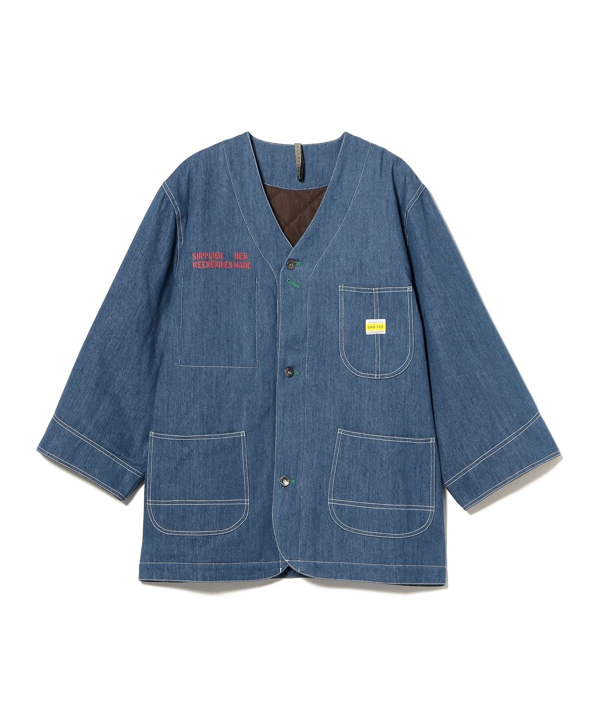 新品タグ付 サージュデクレ ライトデニム中綿半纏JKT L インディゴ 新品タグ付 サージュデクレ ライトデニム中綿半纏JKT L インディゴ