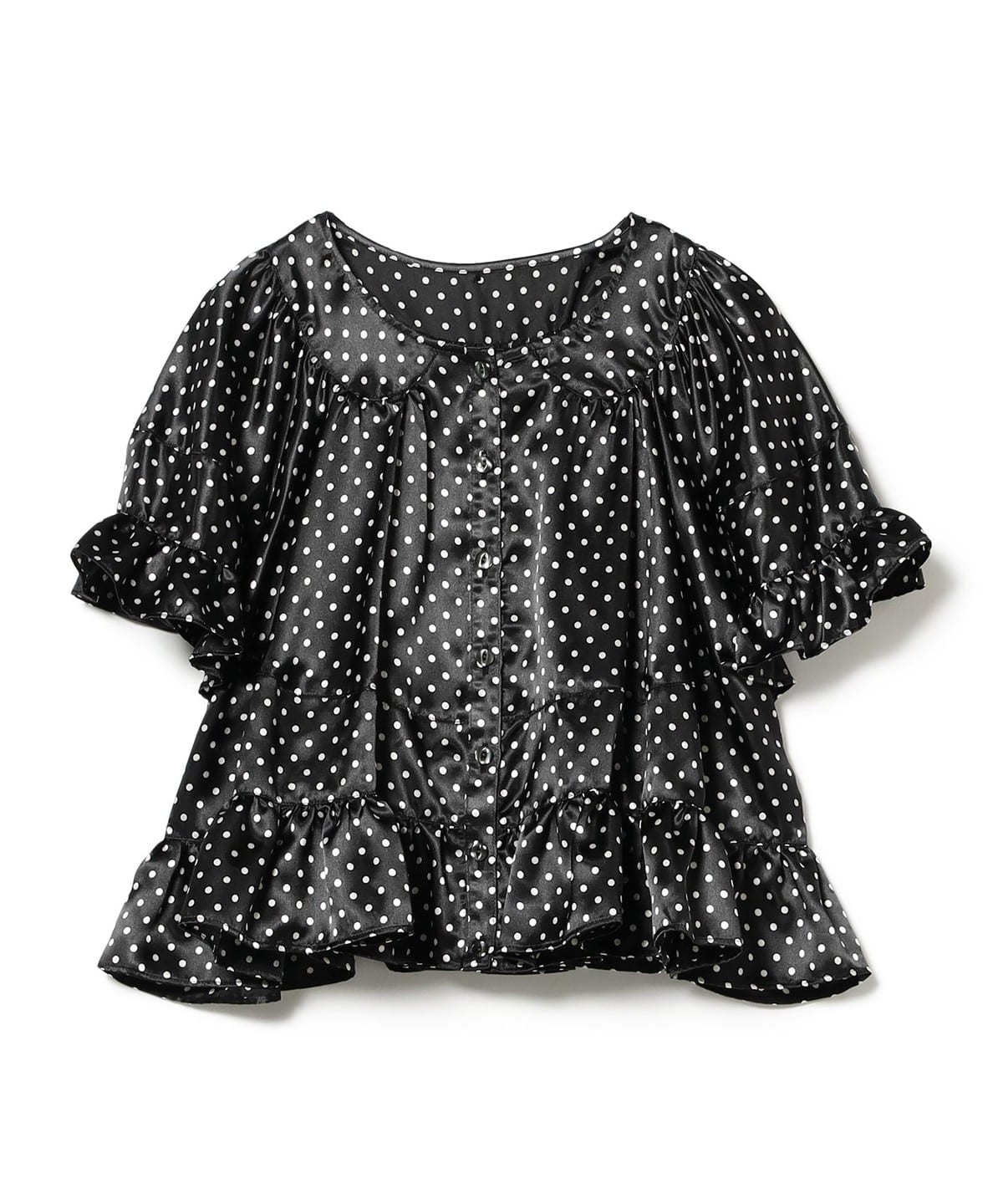DOT フリルスリーブ ブラウス シャツ・ブラウス WOMEN BLACK ONE SIZE DOT フリルスリーブ ブラウス シャツ・ブラウス WOMEN BLACK ONE SIZE