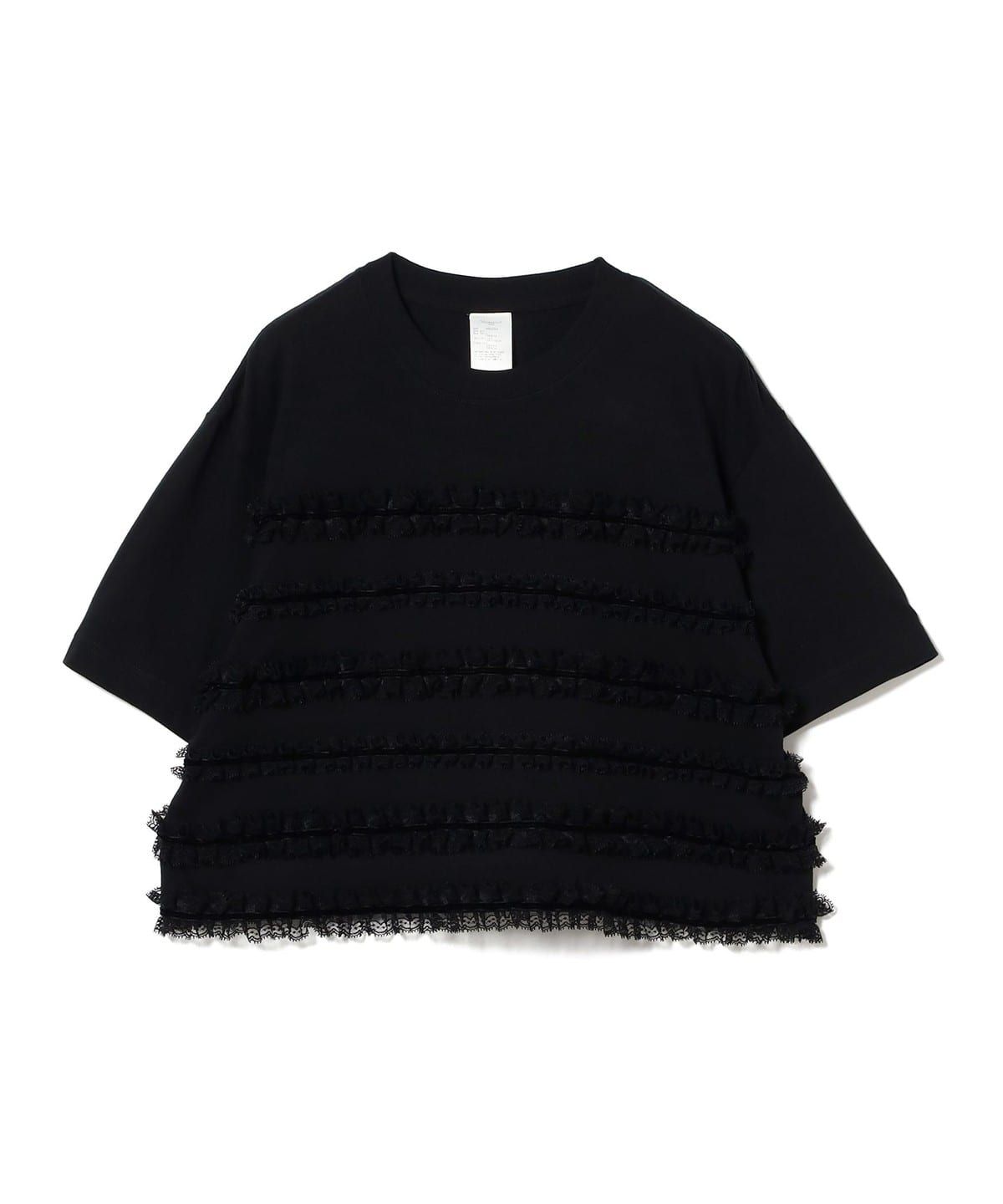 コットン レースTシャツ Tシャツ・カットソー WOMEN BLACK ONE SIZE コットン レースTシャツ Tシャツ・カットソー WOMEN BLACK ONE SIZE