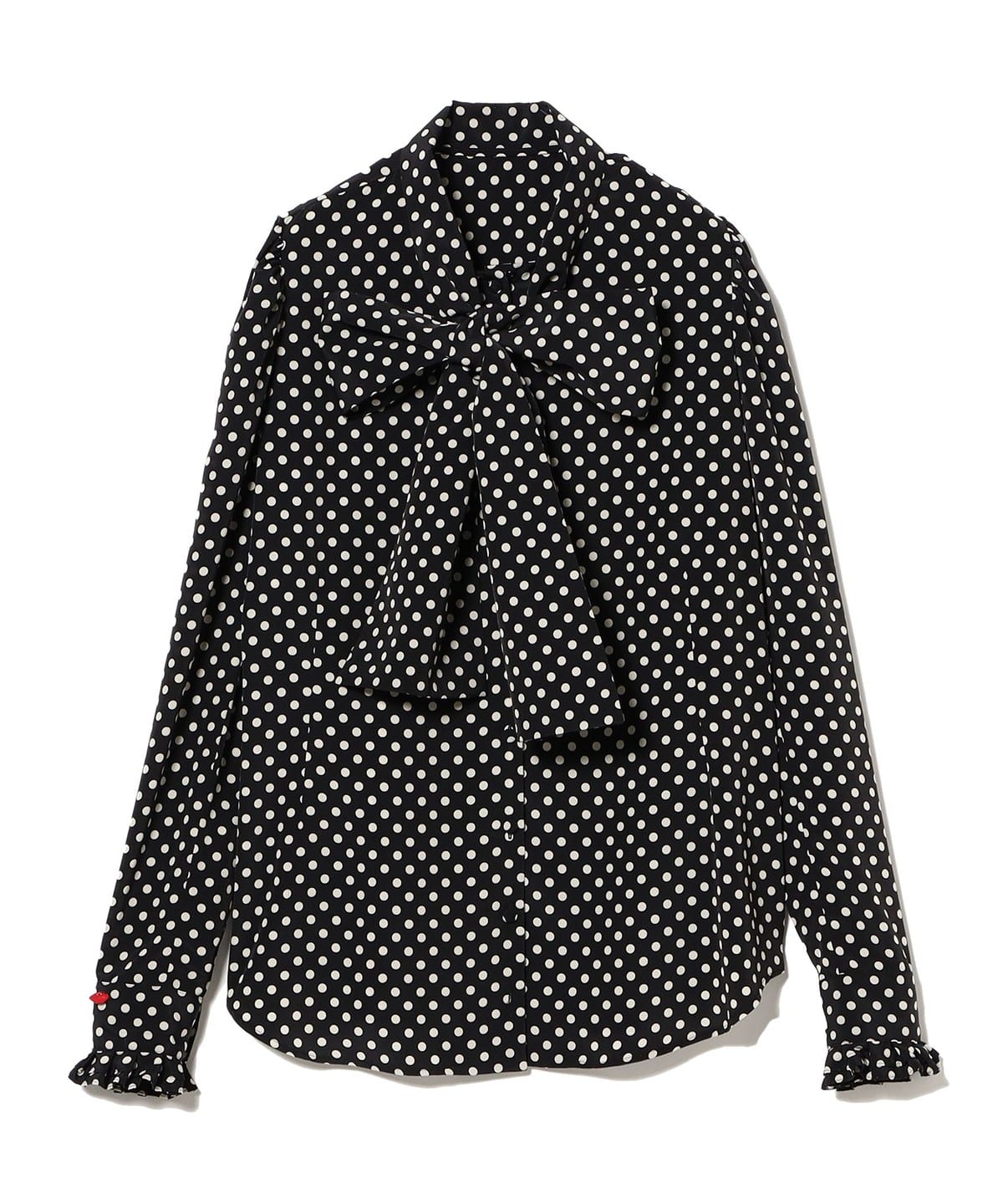 BOW ジョーゼット ブラウス シャツ・ブラウス WOMEN BLACK×BEIGE DOT L BOW ジョーゼット ブラウス シャツ・ブラウス WOMEN BLACK×BEIGE DOT L