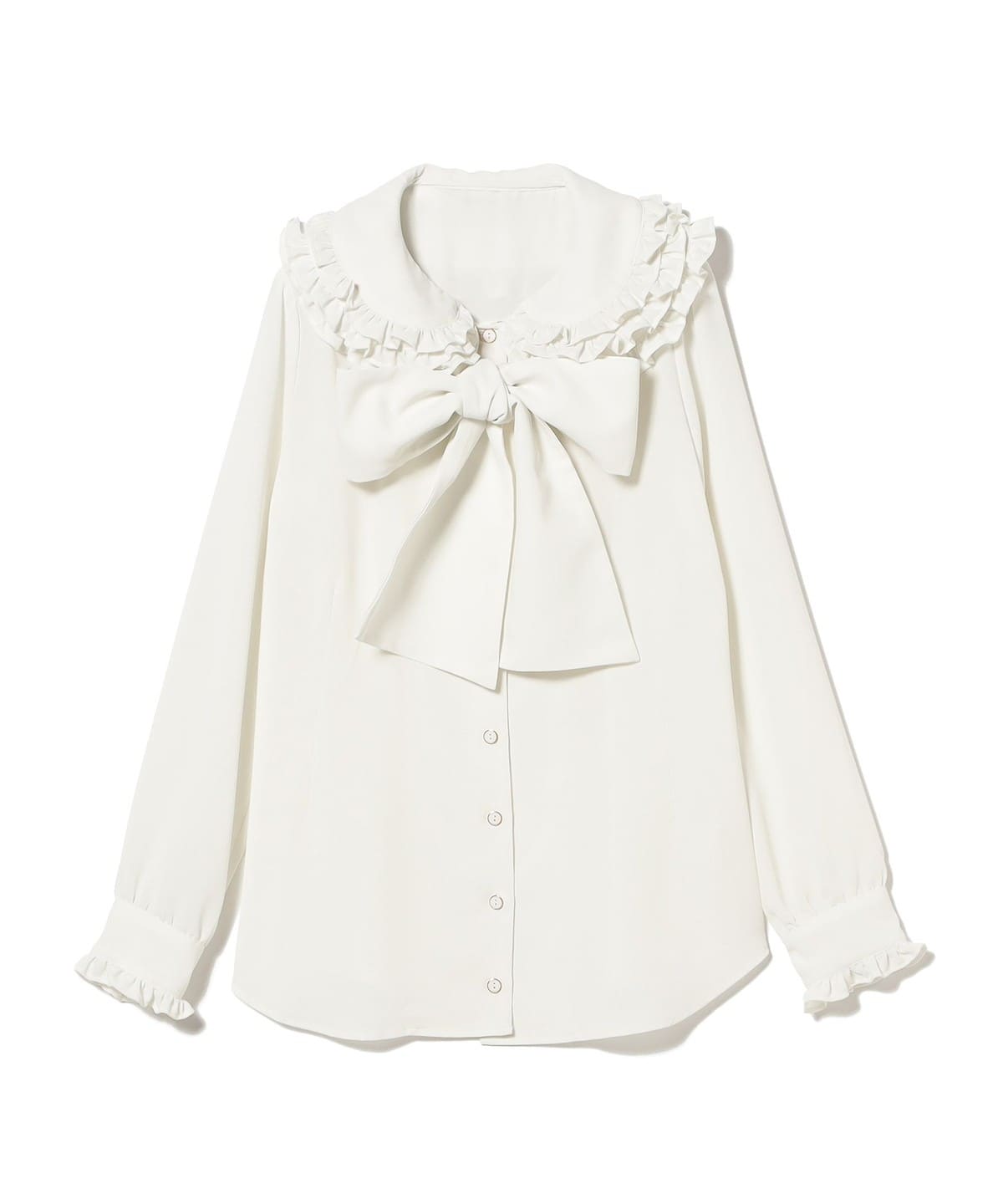 BOW 丸襟 ジョーゼット ブラウス シャツ・ブラウス WOMEN OFF WHITE L BOW 丸襟 ジョーゼット ブラウス シャツ・ブラウス WOMEN OFF WHITE L
