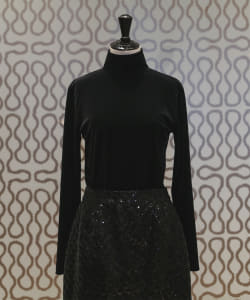 ハイネック ロングスリーブ ベロア トップス