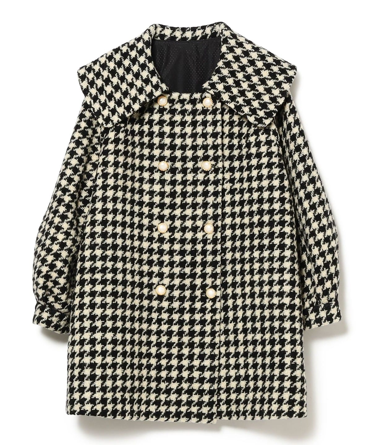 ビッグカラー コート 千鳥 コート WOMEN BLACK×WHITE ONE SIZE ビッグカラー コート 千鳥 コート WOMEN BLACK×WHITE ONE SIZE