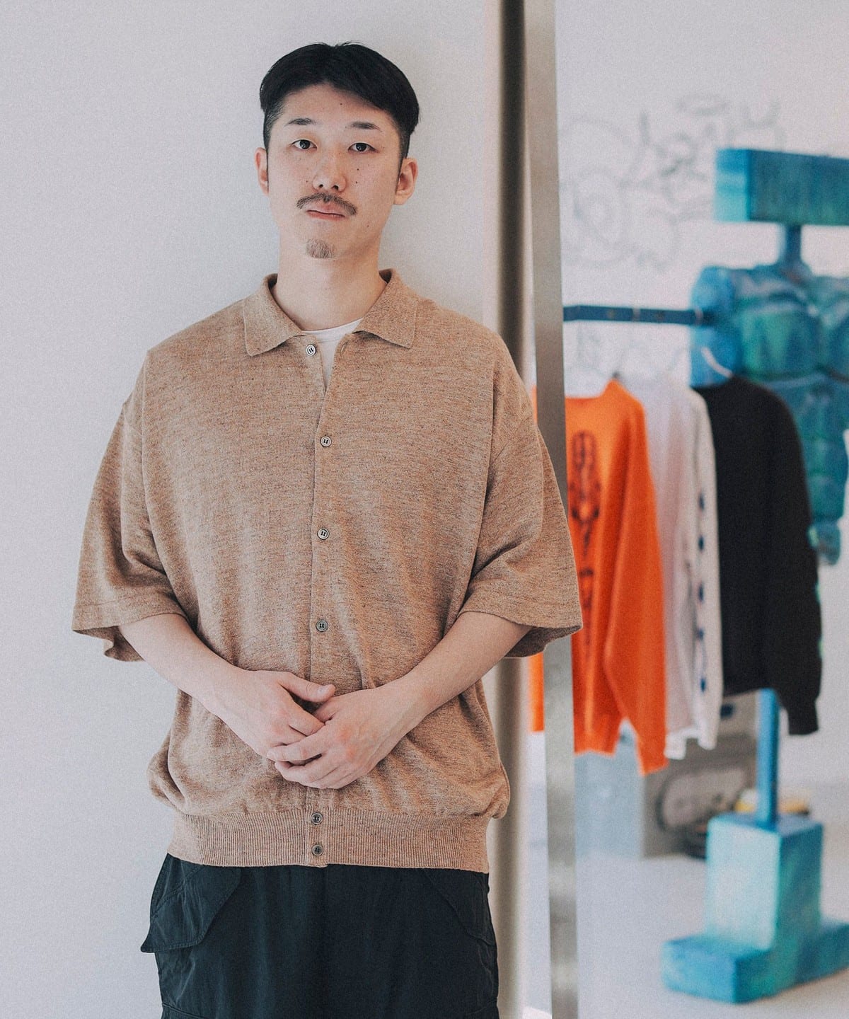 BEAMS T BEAMS T crep / Linen Short Sleeve Shirt (Shirts
