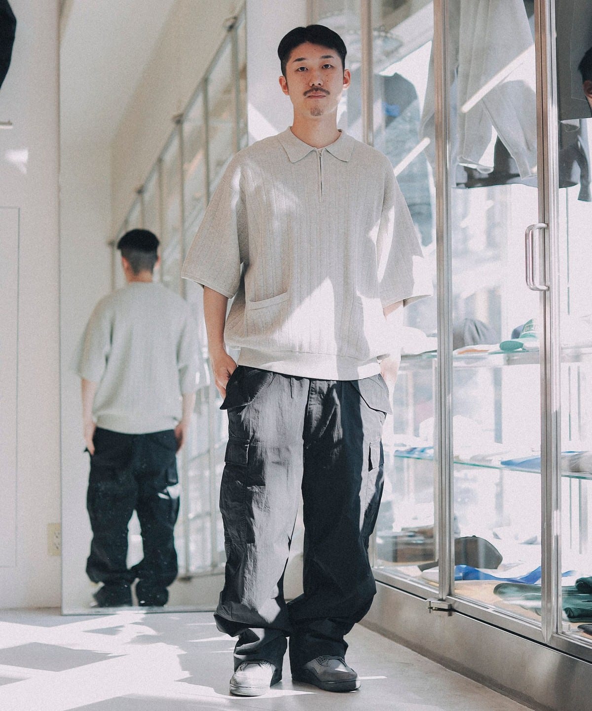 BEAMS T（ビームスT）crepuscule / Rib Half Zip Polo（シャツ