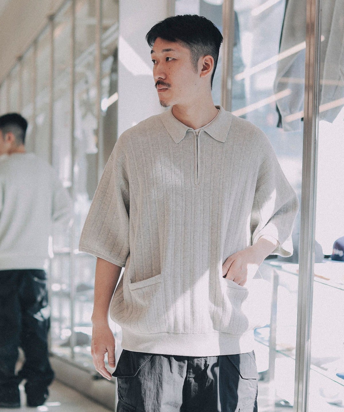 BEAMS T（ビームスT）crepuscule / Rib Half Zip Polo（シャツ