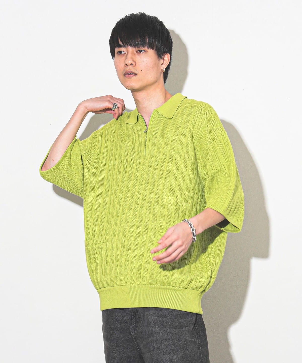 BEAMS T（ビームスT）crepuscule / Rib Half Zip Polo（シャツ