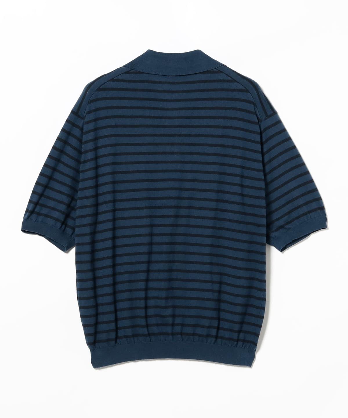 AURALEE ウールニット スキッパーシャツ半袖 ブルー サイズ0 オーラリー BEAMS T（ビームスT）AURALEE / HIGH GAUGE COTTON KNIT SKIPPER POLO