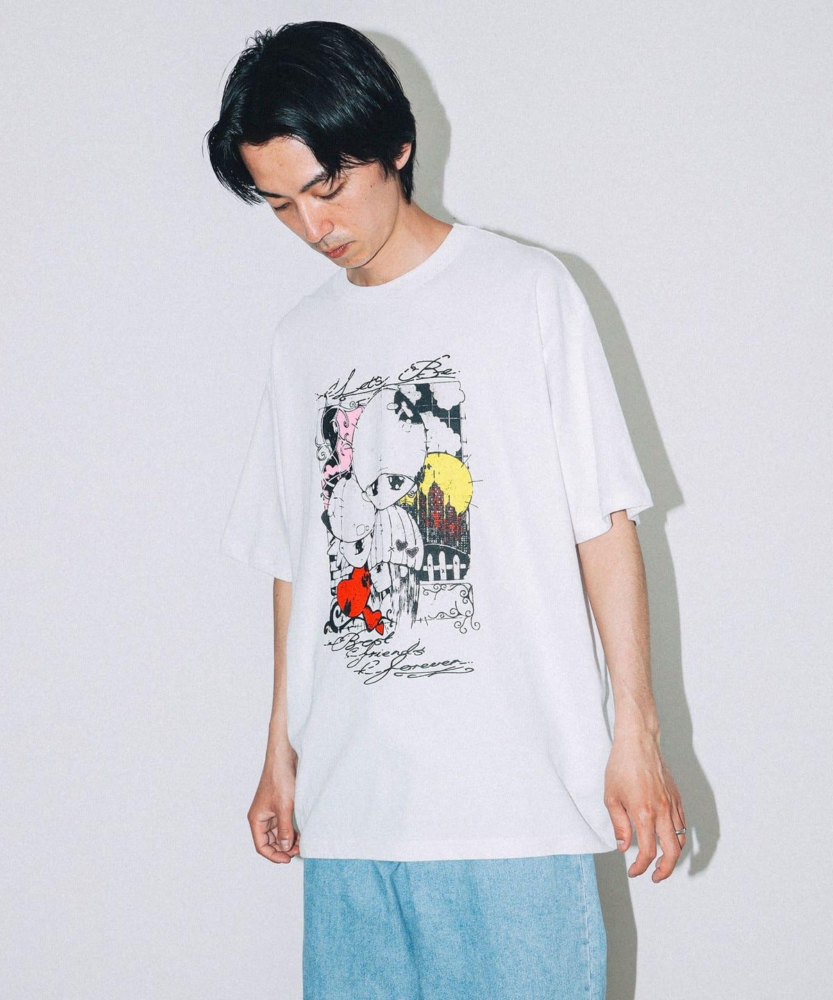 【在庫あり】 T) (BEAMS T BEAMS Gabe (T-shirts White T-Shirt / Giap Van Tシャツ(半袖+袖なし)