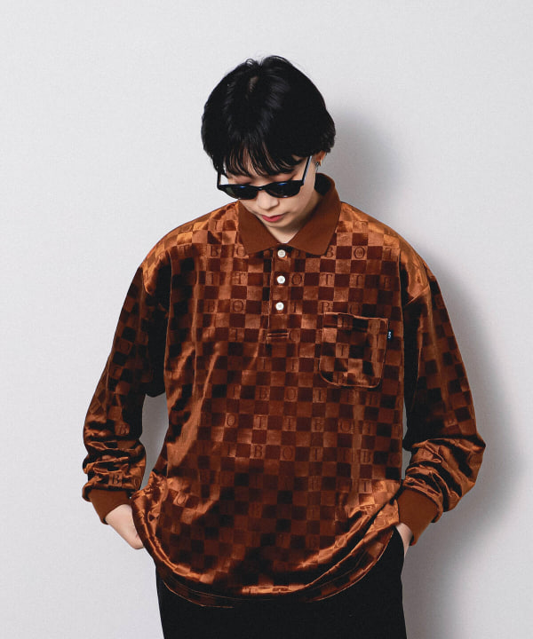 国内外の人気 BOTT ペロアポロ Checkerboard Velour Polo