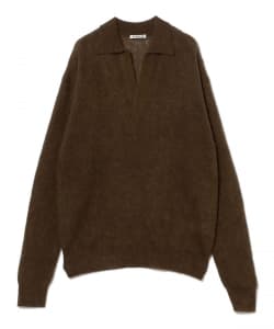 AURALEE / BABY SURI ALPACA SHEER KNIT SKIPPER POLO