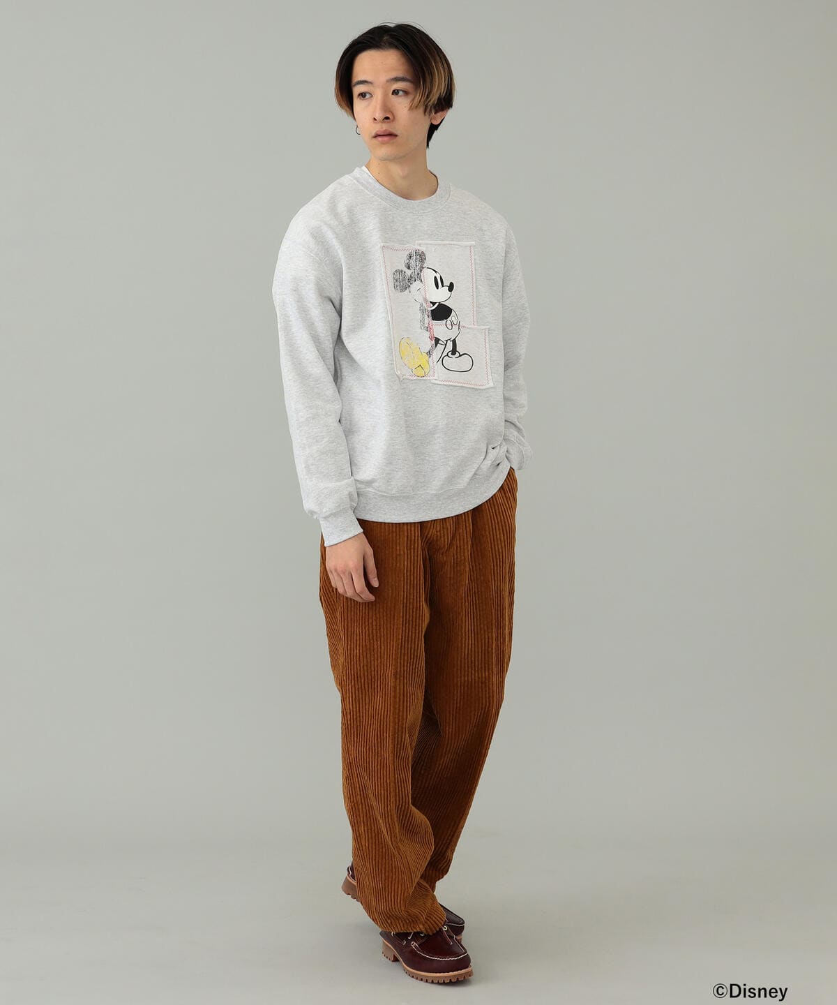 WIFFLE パッチワーク ヴィンテージ ミッキー スウェット L