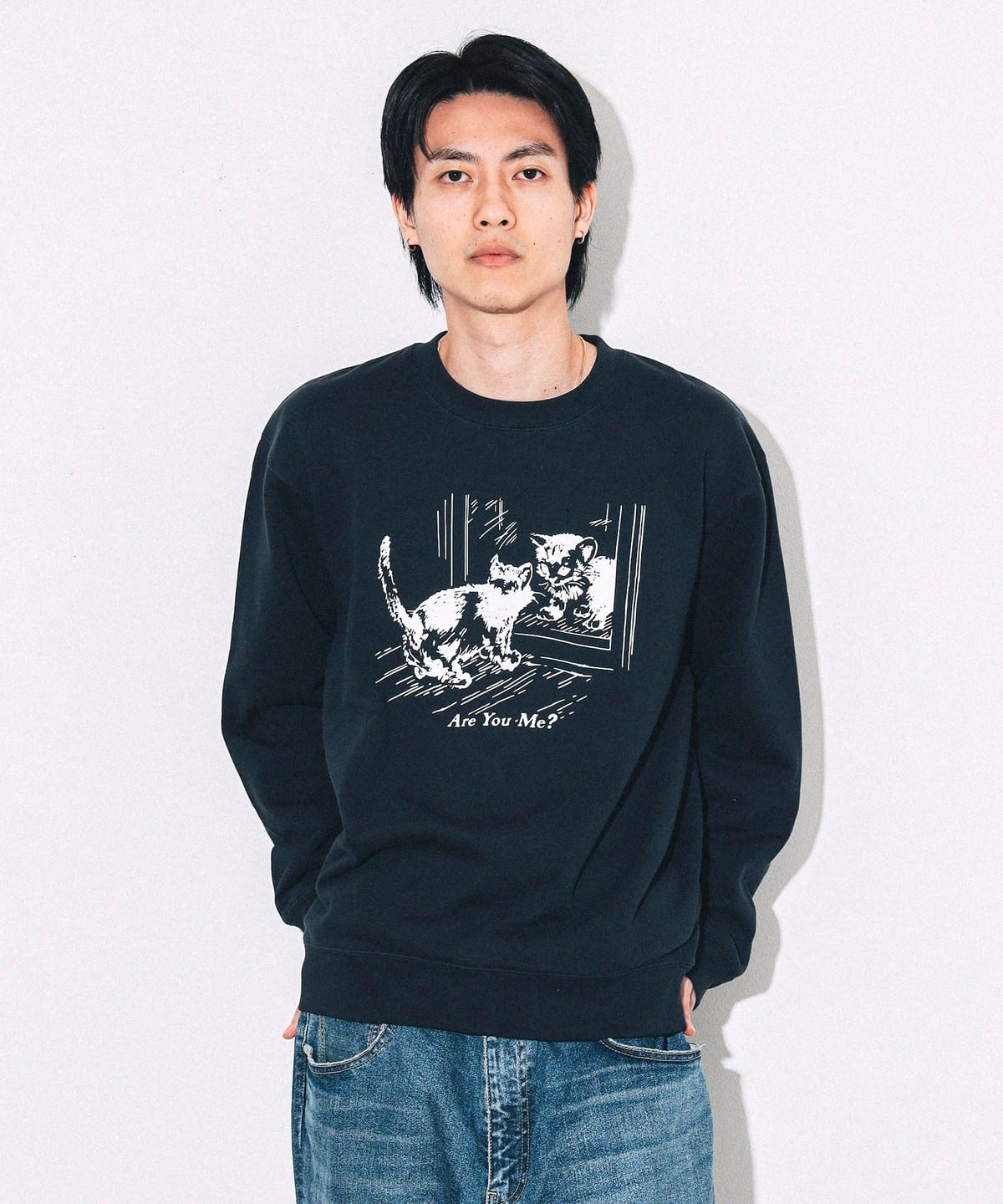 Are You Me? Crewneck Sweat トップス MEN NAVY L Are You Me? Crewneck Sweat トップス MEN NAVY L
