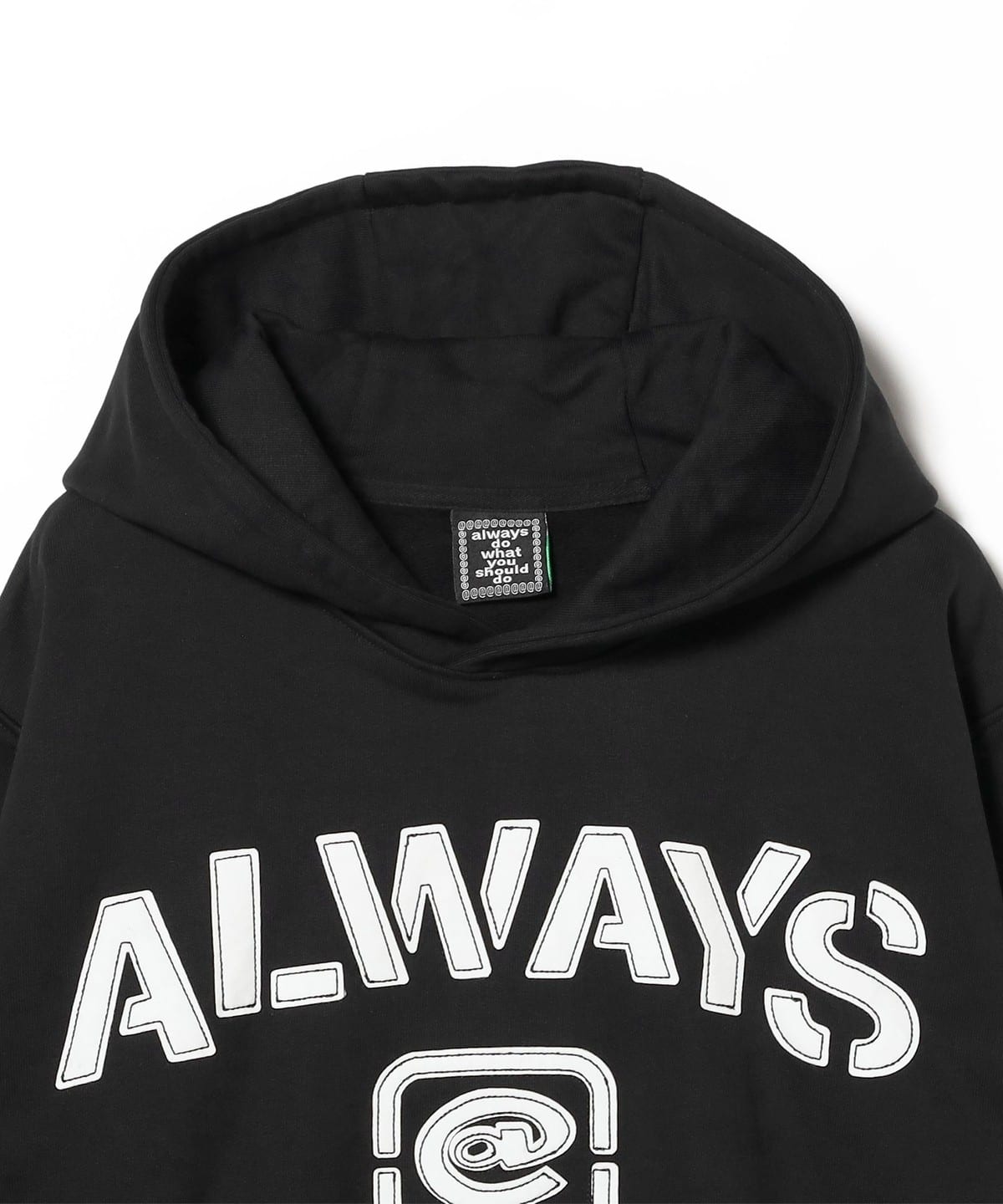 BEAMS T（ビームスT）always / stencil applique hoodie - black