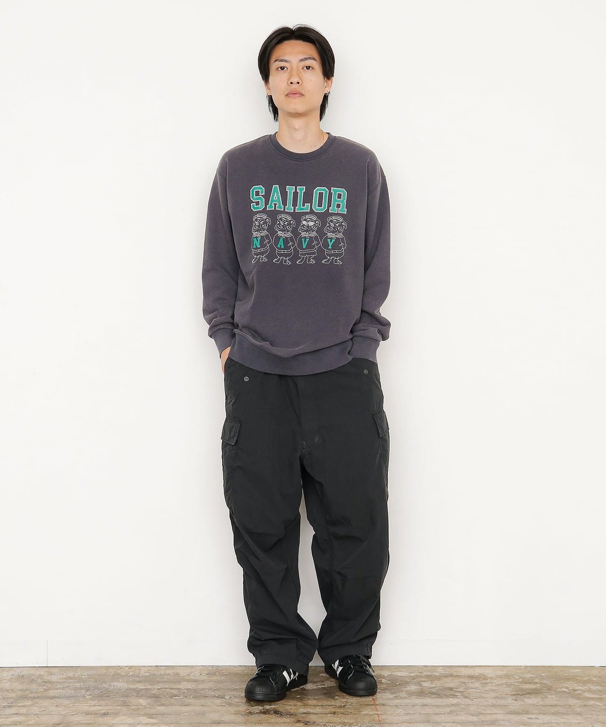 BEAMS（ビームス）SAILOR CREWNECK SWEAT(NAVY)（トップス スウェット 
