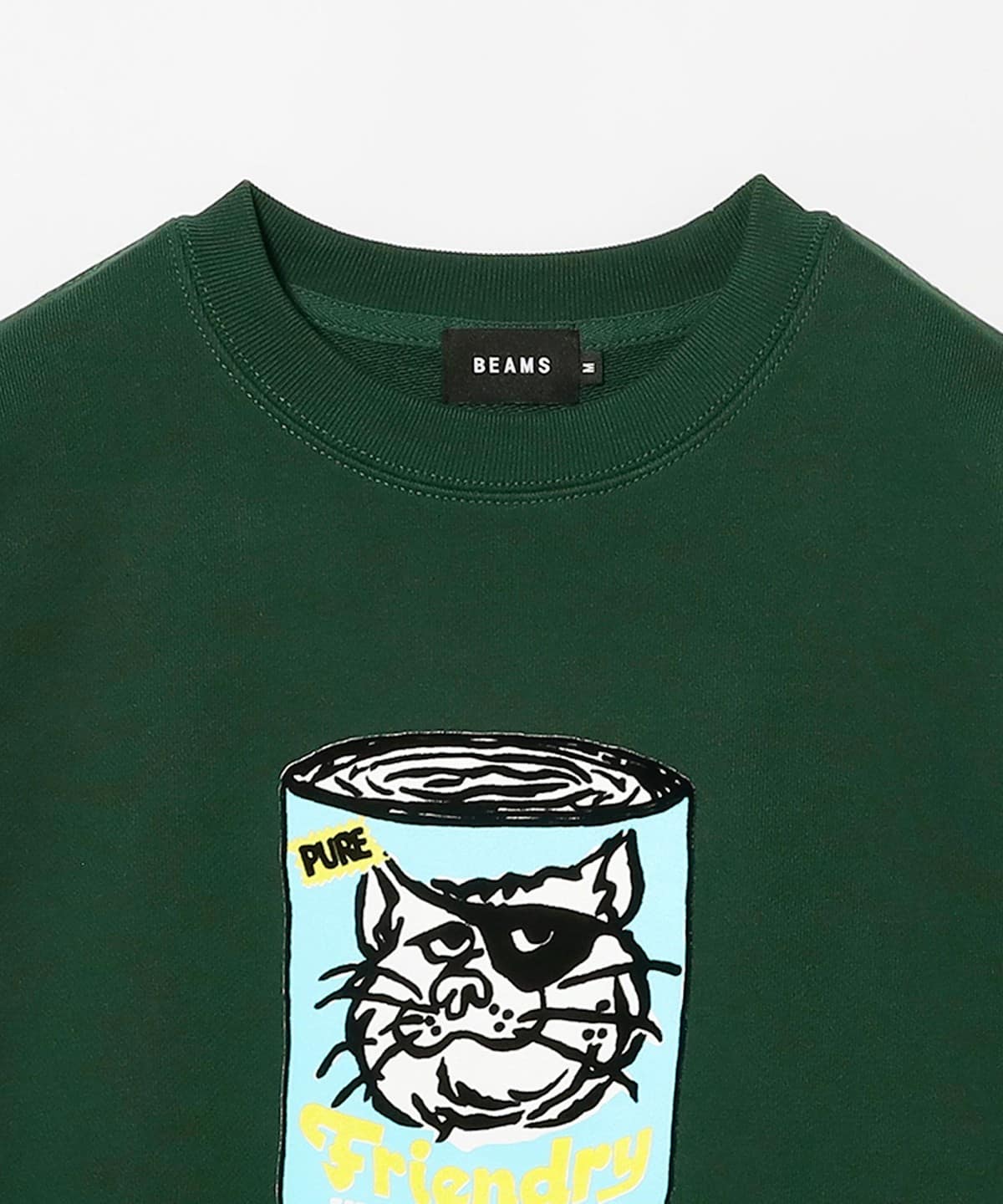 BEAMS JAPAN スウェット 黒　プリント　XL 動物　　　猫 BEAMS（ビームス）Cat Food Crewneck Sweat（トップス スウェット