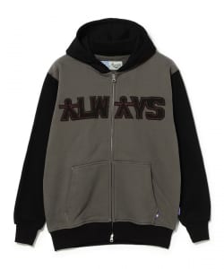 Always / human applique zip up hoodie - black