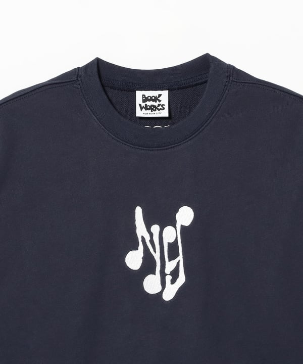 BOOK WORKS / NY Eighth Note Embroidered Crew
