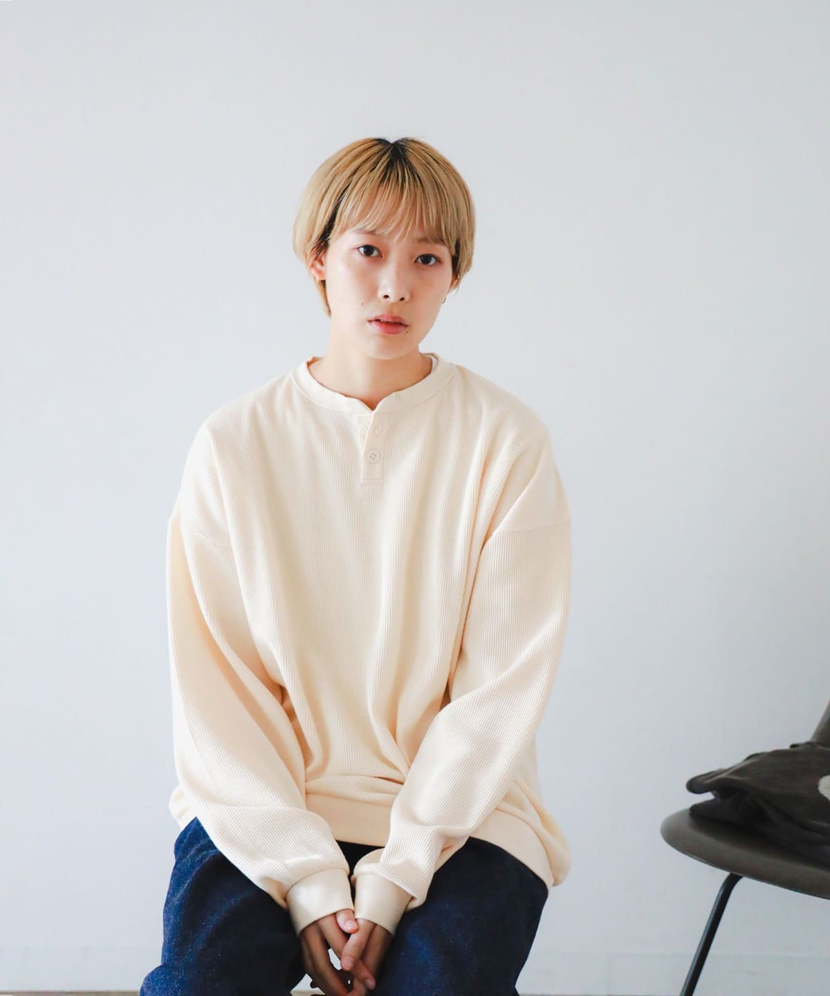 BEAMS T（ビームスT）BEAMS T / Waffle Henryneck T-shirt（Tシャツ