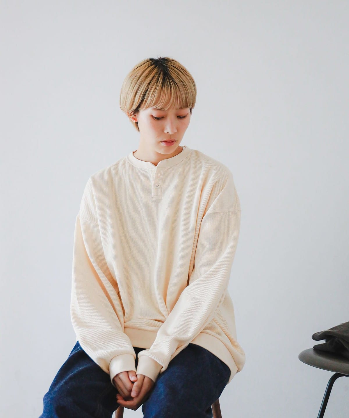 BEAMS T（ビームスT）Waffle Henryneck T-shirt（Tシャツ
