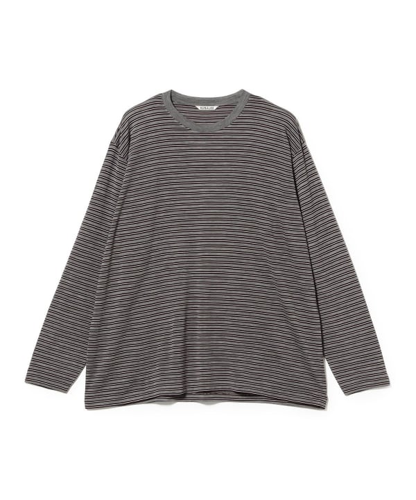 AURALEE / SOFT SMOOTH WOOL STRIPE JERSEY L/S TEE