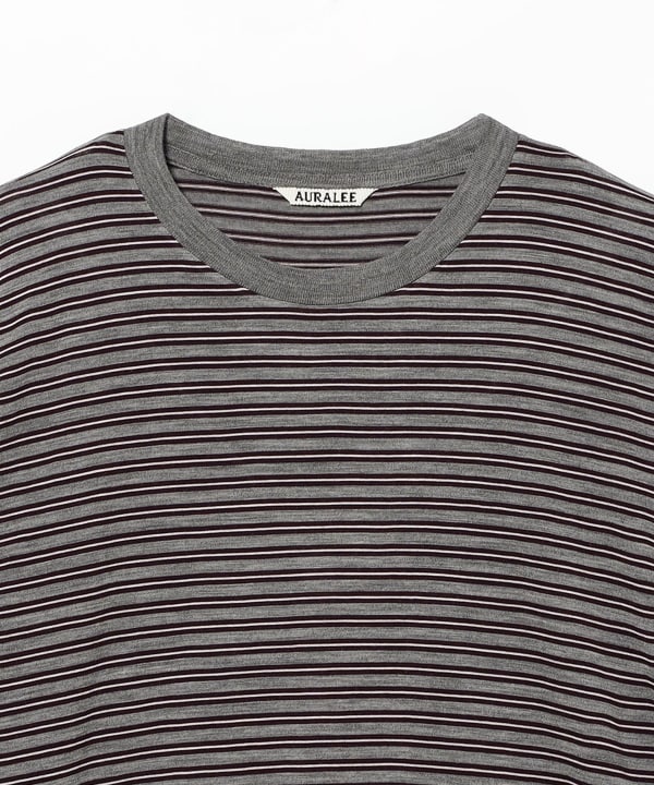 AURALEE / SOFT SMOOTH WOOL STRIPE JERSEY L/S TEE