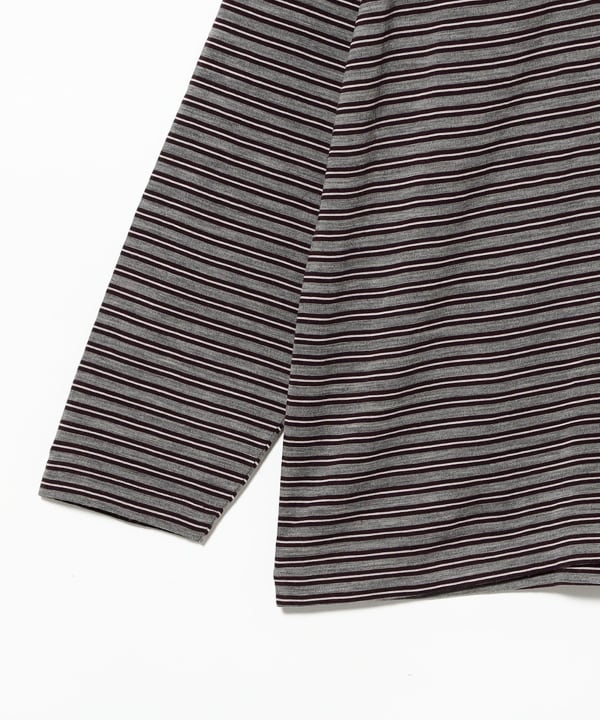 AURALEE / SOFT SMOOTH WOOL STRIPE JERSEY L/S TEE