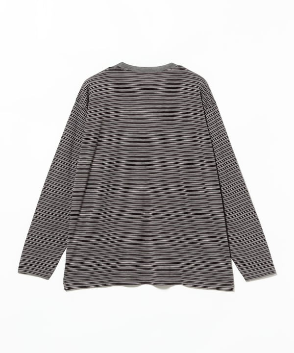 AURALEE / SOFT SMOOTH WOOL STRIPE JERSEY L/S TEE