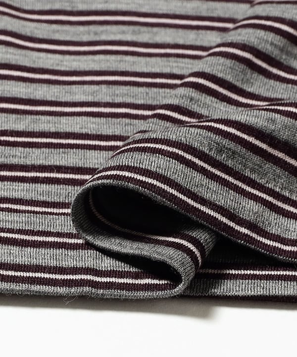 AURALEE / SOFT SMOOTH WOOL STRIPE JERSEY L/S TEE