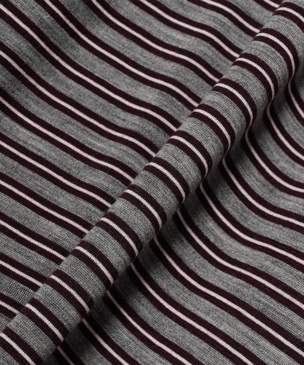 AURALEE / SOFT SMOOTH WOOL STRIPE JERSEY L/S TEE