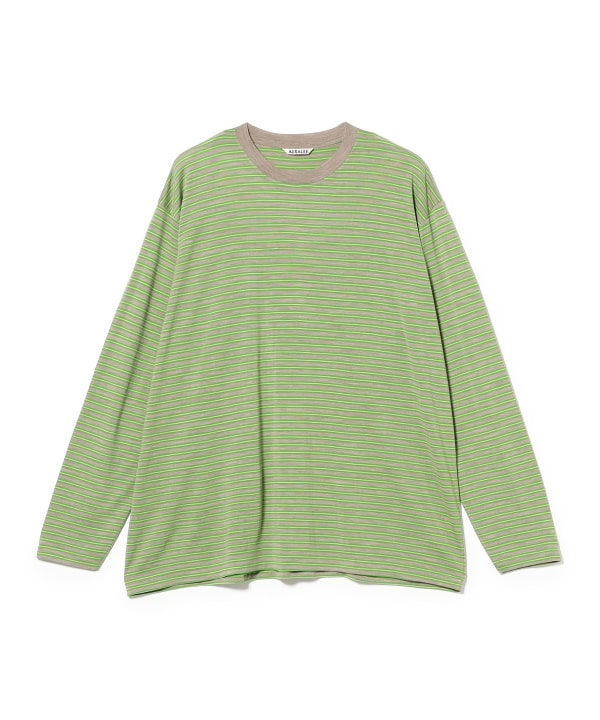 AURALEE / SOFT SMOOTH WOOL STRIPE JERSEY L/S TEE