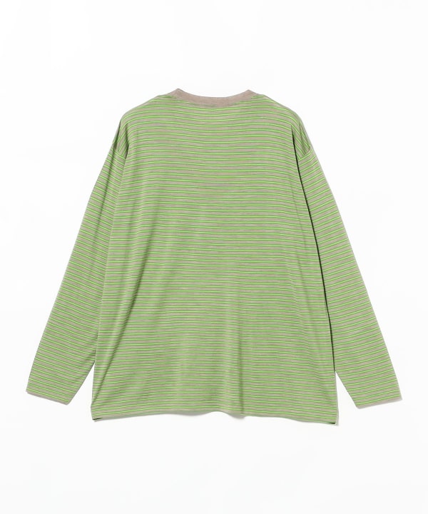 AURALEE / SOFT SMOOTH WOOL STRIPE JERSEY L/S TEE
