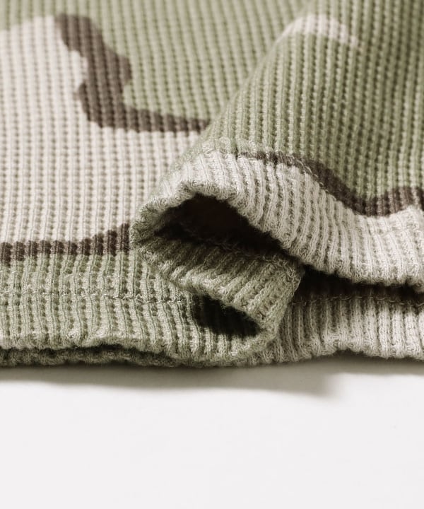 Camo Waffle Henley Neck Long Sleeve T-shirt