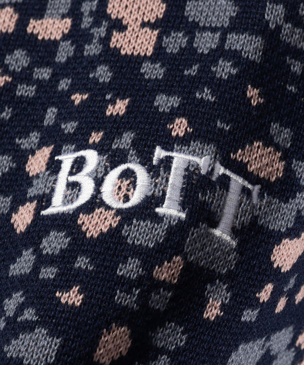 【モザイク柄】BoTT ワンポイント刺繍ニット総柄セーターL紺色paint