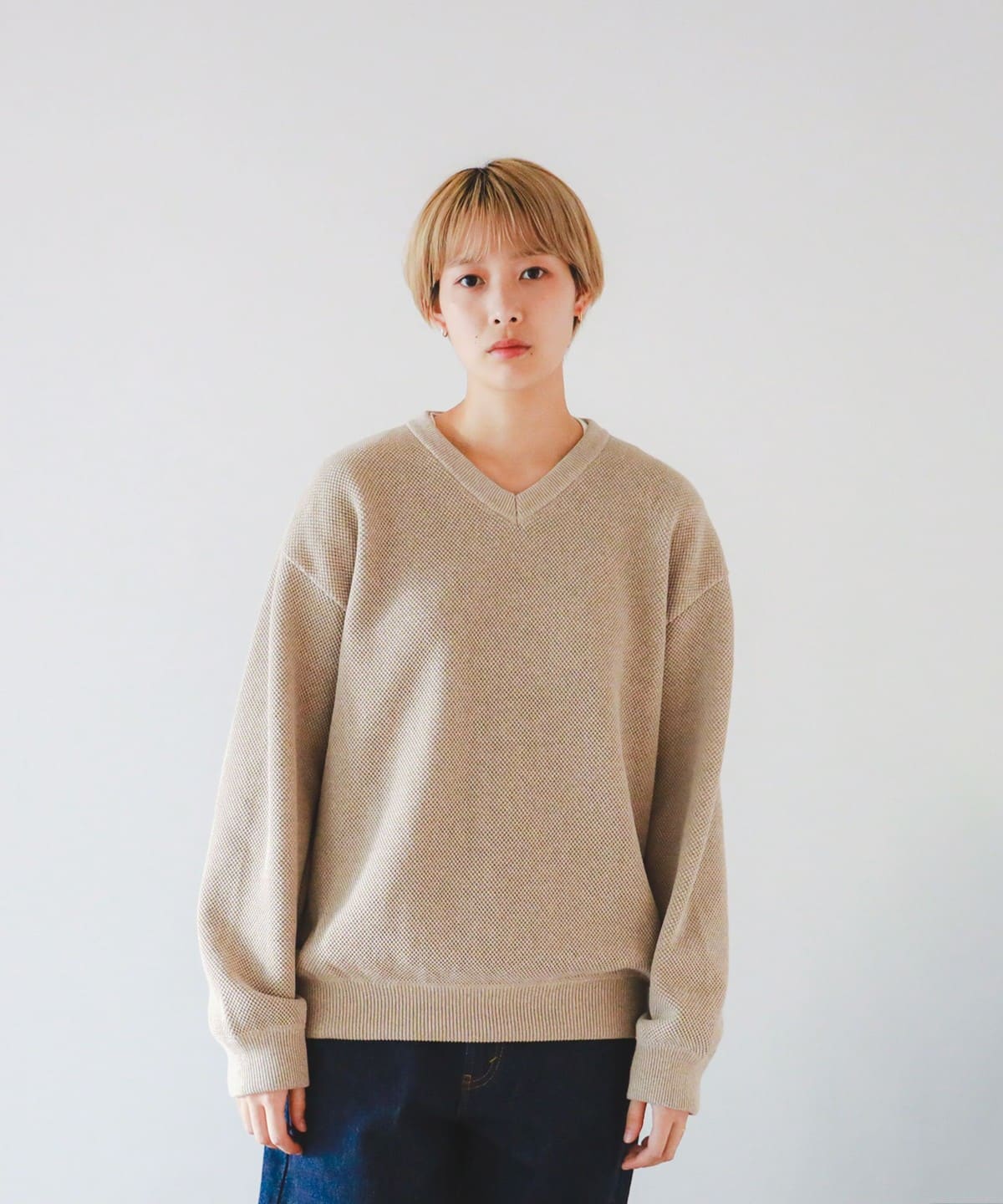 BEAMS T（ビームスT）Crepuscule / Moss Stich V Neck Knit（トップス