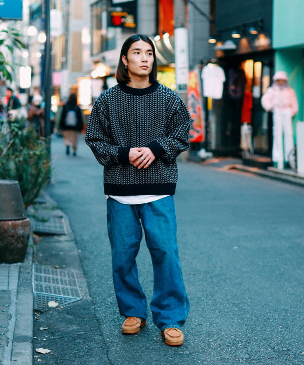 BEAMS T（ビームスT）Chaos Fishing Club / FISHEYES KNIT NAVY