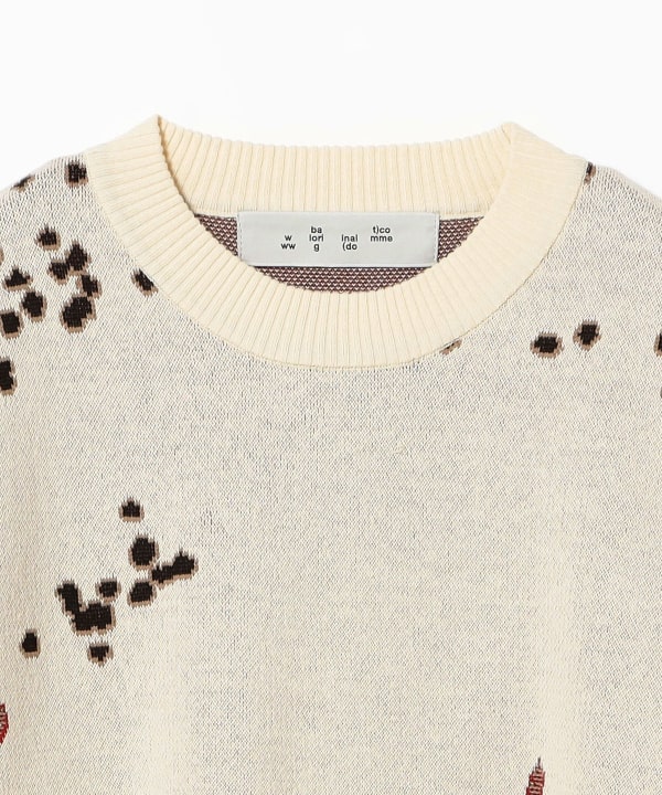BEAMS T（ビームスT）BAL / DRIP JACQUARD COTTON CREWNECK SWEATER
