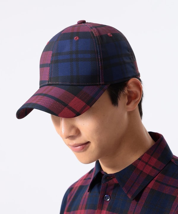 BEAMS GOLF / チェック総柄 パネルキャップ