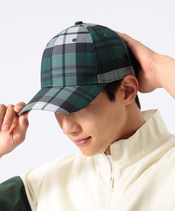 BEAMS GOLF / チェック総柄 パネルキャップ