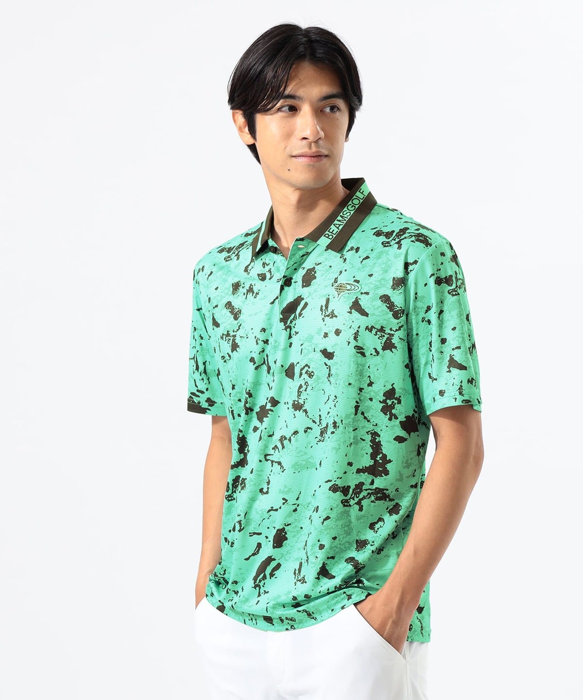 〈MEN〉ORANGE LABEL / マーブルプリント ポロシャツ. シャツ・ブラウス MEN MINT. GRN XL 〈MEN〉ORANGE LABEL / マーブルプリント ポロシャツ. シャツ・ブラウス MEN MINT. GRN XL