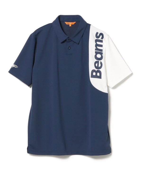 【ビームスゴルフ】2022年人気ラバーロゴマーク×総柄 半袖ゴルフポロシャツL JONES Sports ポロシャツ × BEAMS GOLF / 別注 フロント総柄