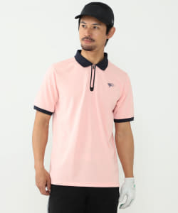BEAMS GOLF ORANGE LABEL / メッセージプリント ハーフジップ ポロシャツ