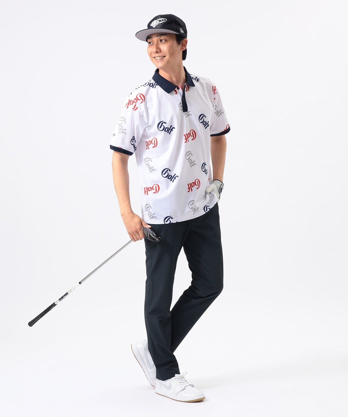 BEAMS GOLF（ビームス ゴルフ）ORANGE LABEL / 総柄 ロゴ ポロシャツ