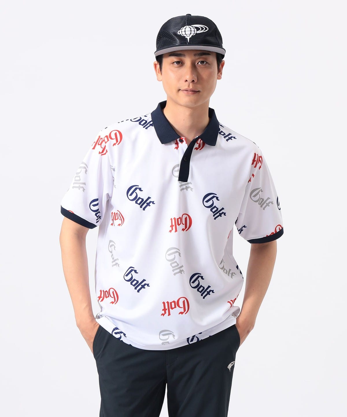 BEAMS GOLF（ビームス ゴルフ）ORANGE LABEL / 総柄 ロゴ ポロシャツ
