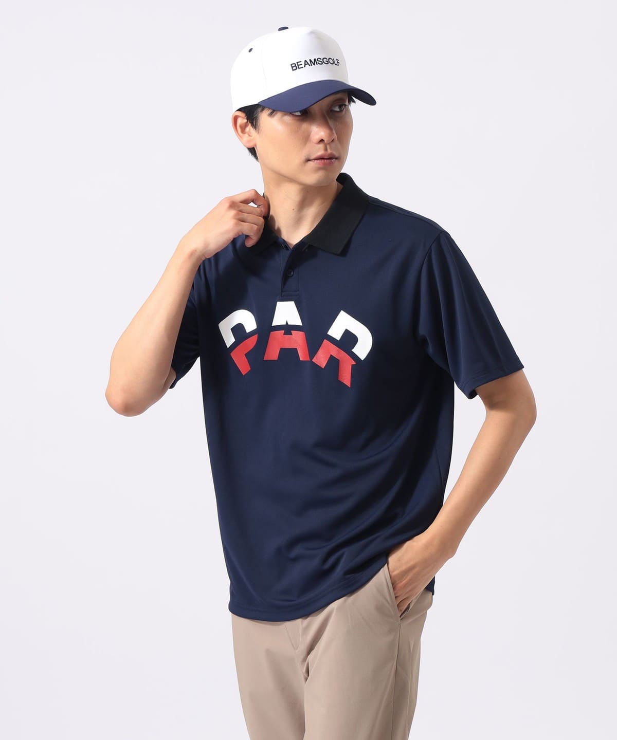 メンズウェア BEAMS GOLF GOLFFICKERS ZIP POLO BEAMS GOLF BEAMS GOLF ORANGE / PAR Logo Polo Shirt (Moisture