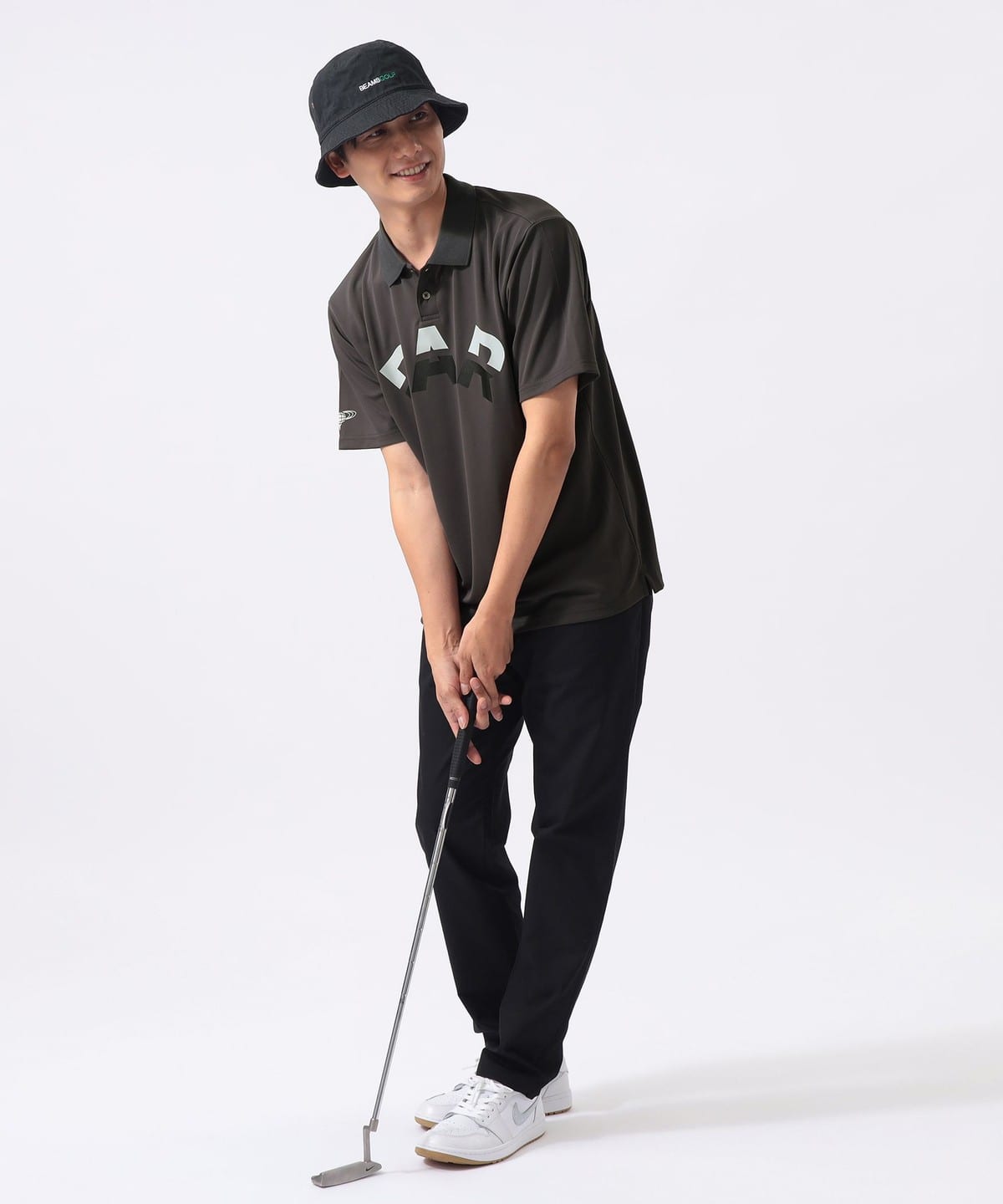BEAMS GOLF BEAMS GOLF ORANGE / PAR Logo Polo Shirt (Moisture