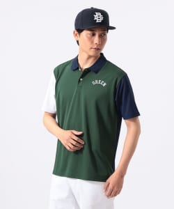 ORANGE LABEL / クレイジーパターン GREEN ロゴ ポロシャツ（吸水速乾・UVカット）