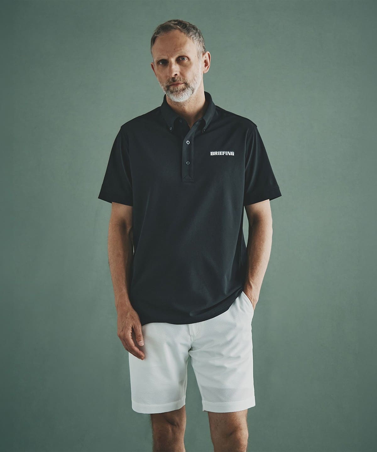 BEAMS GOLF × BRIEFING ポロシャツ ブラック BEAMS GOLF（ビームス ゴルフ）【別注】BRIEFING / ボタンダウン