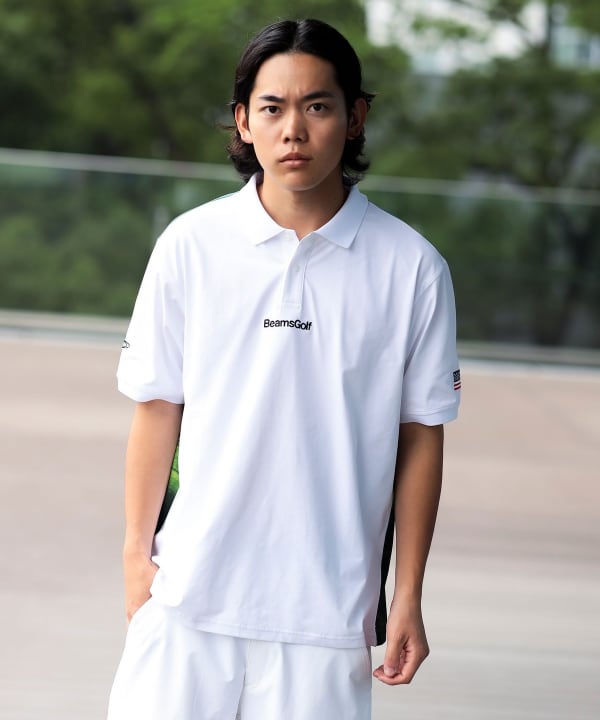 ORANGE LABEL / コースプリント ポロシャツ（吸水速乾・UVカット） Model：H172cm Size：L